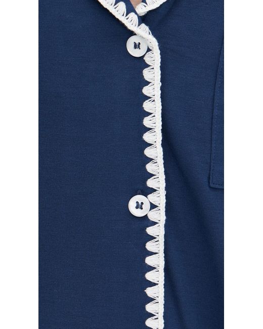 Eberjey Blue The Frida Whip Stitch Short Pajama Set