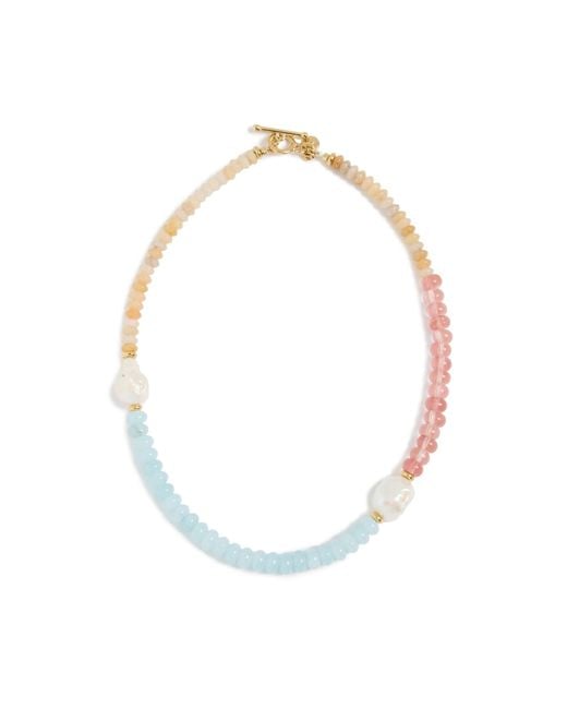 Mayamar White Multi Stone Baroque Pearl Necklace