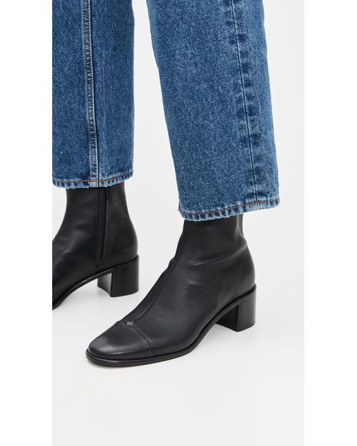 Tory Burch Black Cap Toe Heel Ankle Boots