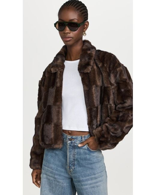Bardot Slyvie Zip Faux Fur Jacket in Brown Lyst