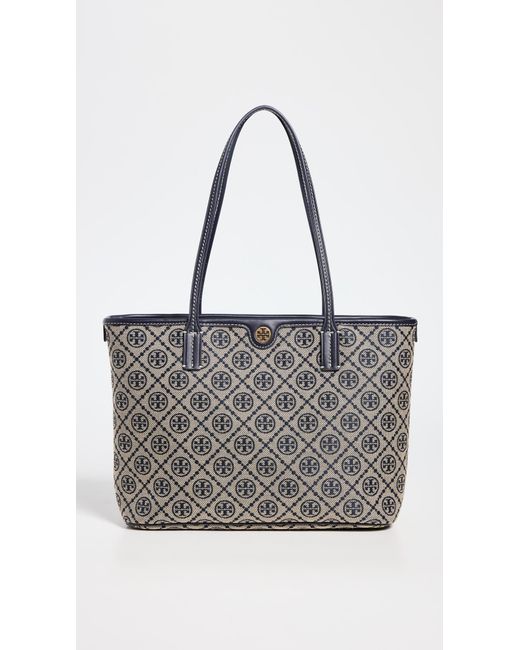 Tory Burch Black T Monogram Small Zip Tote