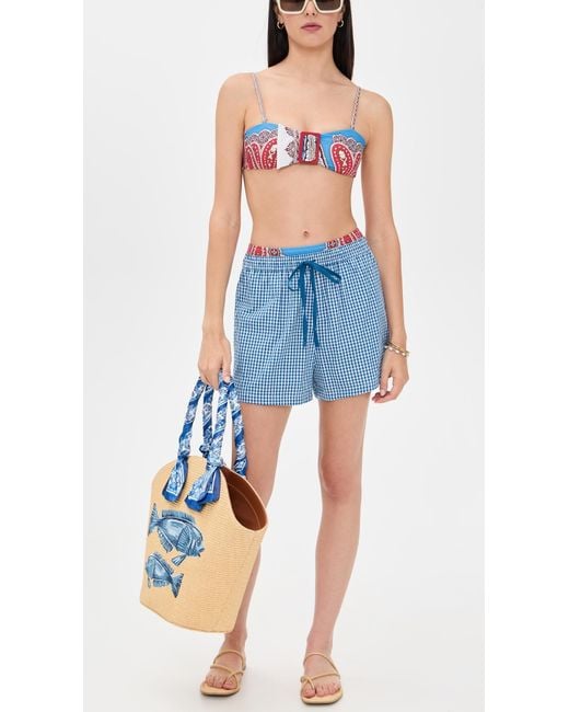 Farm Rio Blue Jandaya Dance High Waist Bikini Bottoms