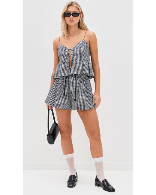 Sea Blue Neci Gingham Shorts With Belt