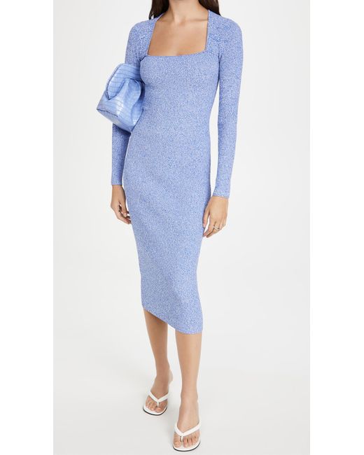 Ganni Melange Knit Dress in Blue | Lyst Canada