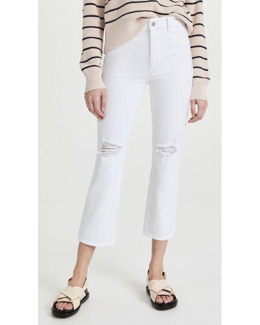 Dl 1961 Patti Straight High Rise Ankle Jeans in White Lyst