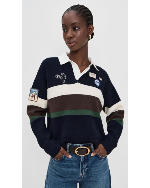 Sea Blue Arther Varsity Knit Rugby Shirt