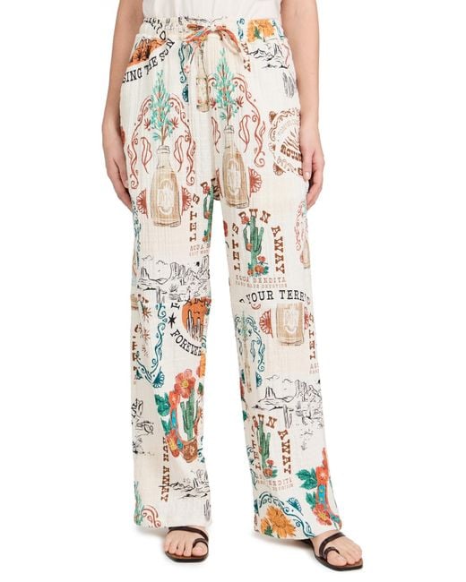 Agua Bendita White Frank Nopal Pants