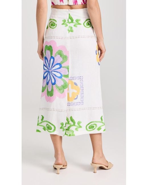 Silvia Tcherassi Green Atira Skirt Ulticolor Floral Print