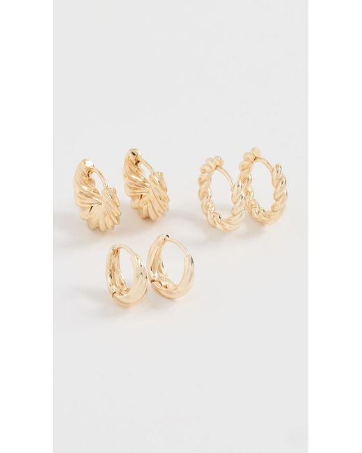 By Adina Eden Metallic Solid Twisted Huggie Earrings Combo Set