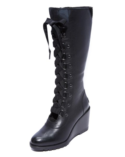 Sorel Black After Hours Tall Wedge Boots