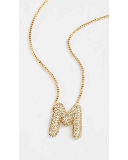 BaubleBar White Pave Bubble Initial Necklace