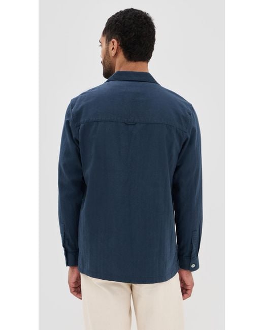 Far Afield Blue Hiro Herringbone Twill Shirt Jacket for men