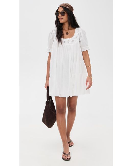 free people sandy shores babydoll mini dress in ivory Sandy Shores Cotton Babydoll Minidress (Women)