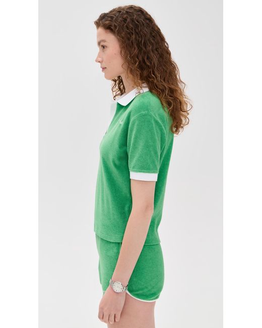 Sporty & Rich Green Italic Logo Terry Polo