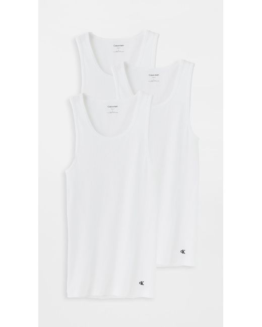 Calvin Klein White Cotton Classic 3-Pack Tank for men