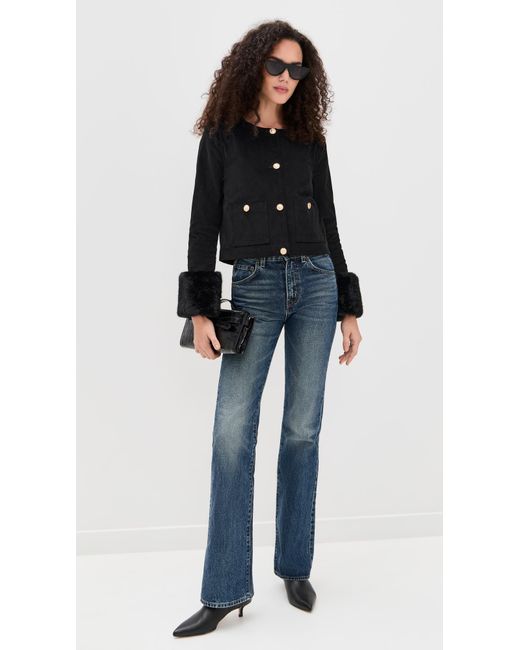 Wayf Black Fur Trim Jacket