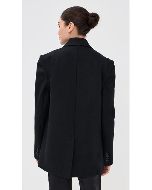 Tibi Black Bonded Recycled Felted Wool Convertible Blazer