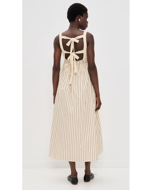English Factory Tie Back Knit Combo Striped Dress in White | Lyst