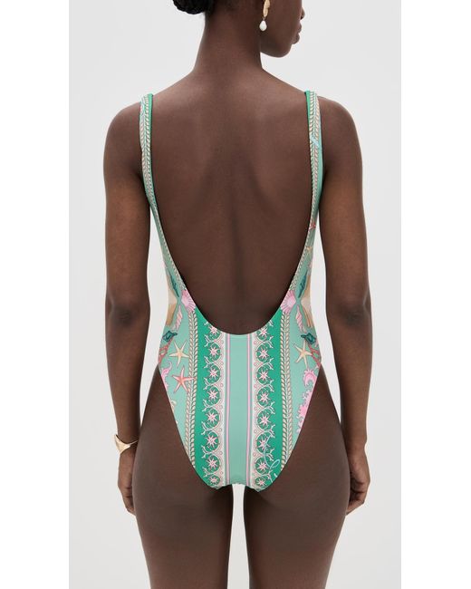 Versace Green Light Underwater Barocco Placed Print One Piece