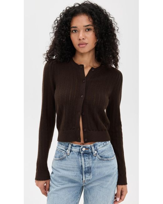 FRAME Black The Ladder Pointelle Cashmere Cardigan