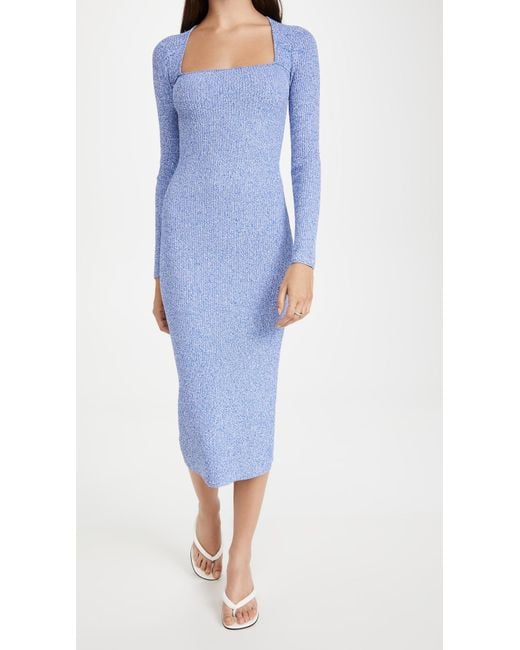 Ganni Melange Knit Dress in Blue | Lyst