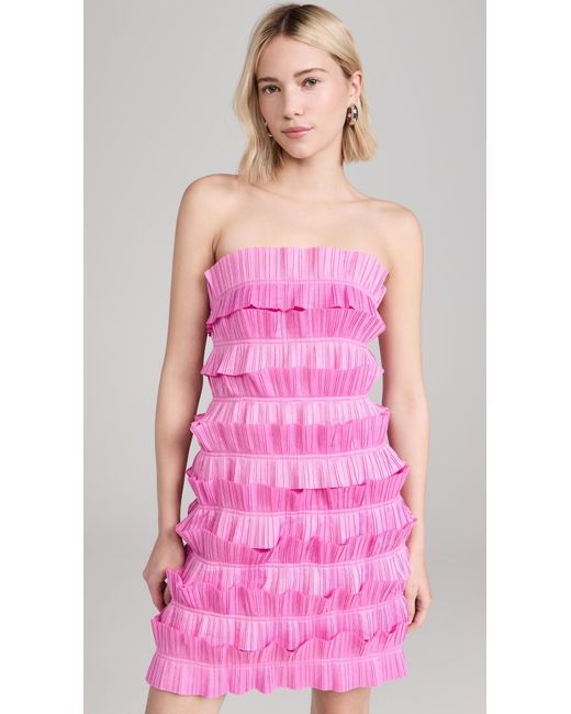 Aje. Pink Palladium Ruffled Mini Dress