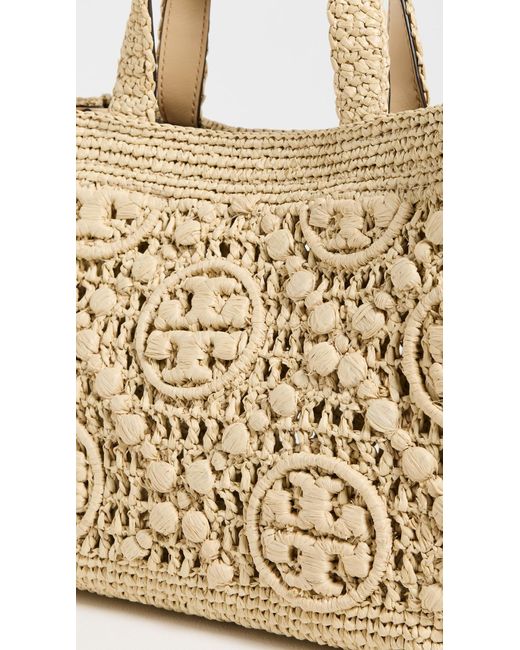 Tory Burch T Monogram Raffia Square Tote in Natural | Lyst