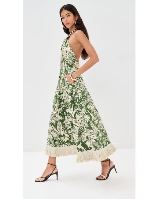 Johanna Ortiz Green Heritage Midi Dress