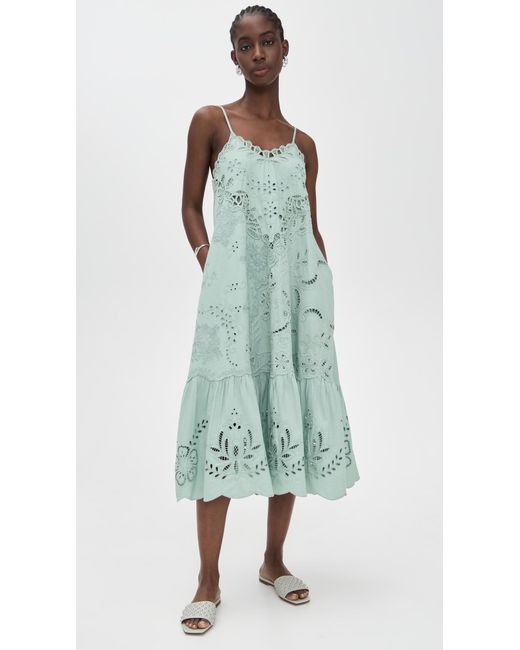 Sea Green Iyla Soutache Slip Midi Dress