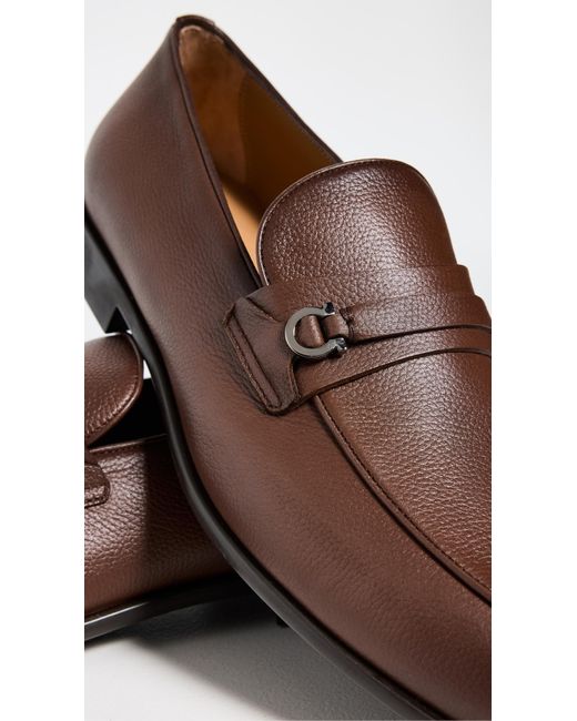 Ferragamo Brown Desio Leather Loafers 7e for men
