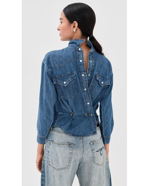 A.W.A.K.E. MODE Blue A. W.A. K.E. Mode Back To Front Denim Shirt