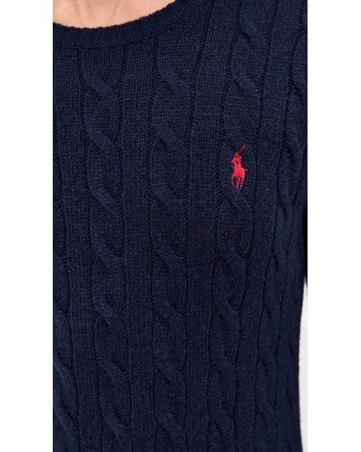 Polo Ralph Lauren Blue Crew Neck Long Sleeve Fit & Flare Dress