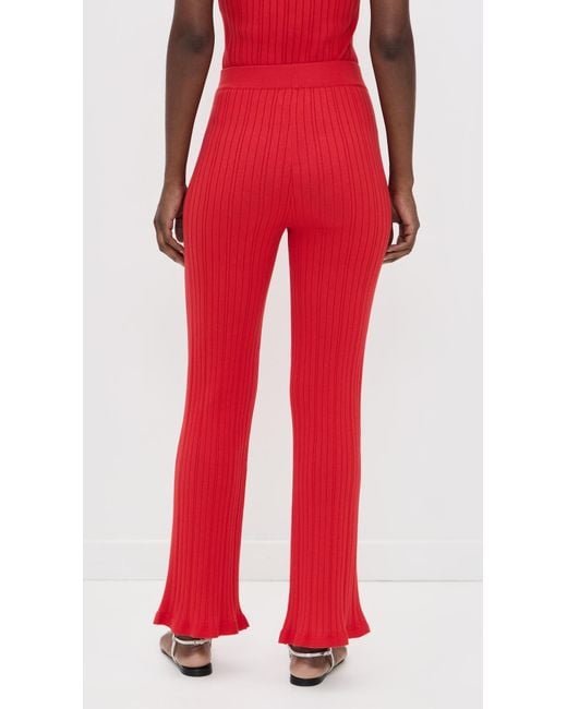 Le Bos Red Ribbed Flare Pants