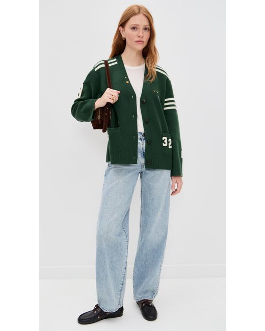Sea Green Arther Varsity Knit Cardigan