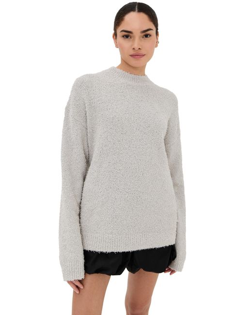 Tibi White Serviette Crewneck Easy Pullover Sweater