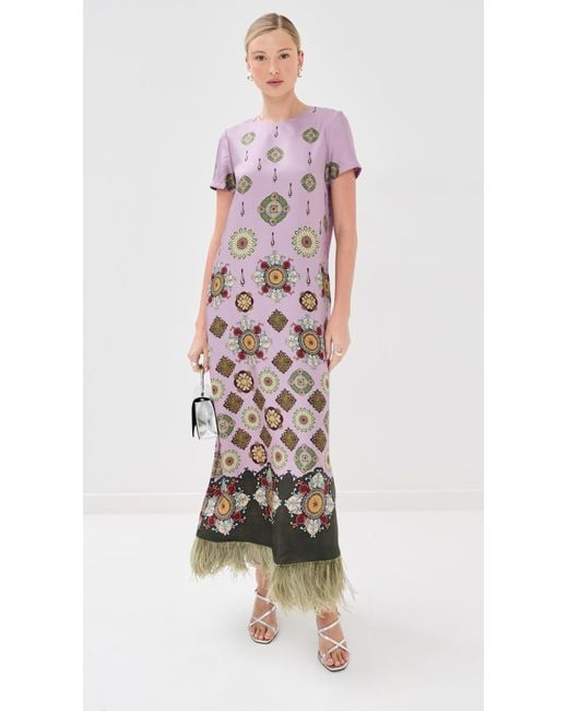 LaDoubleJ Multicolor Feather Swing Dress