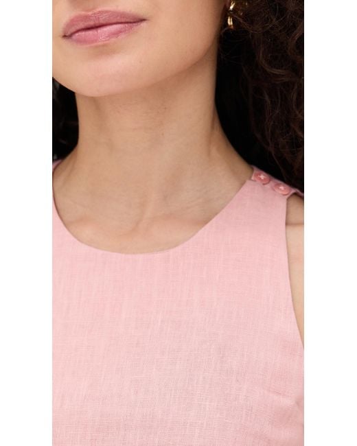 staud mika linen dress Staud Mika Linen Dress - Faded Blush/White