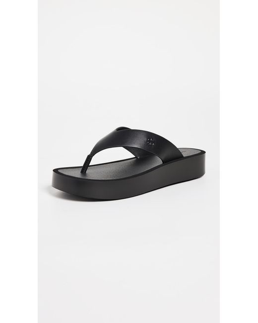 Tory Burch Black Leather Platform Flip Flops