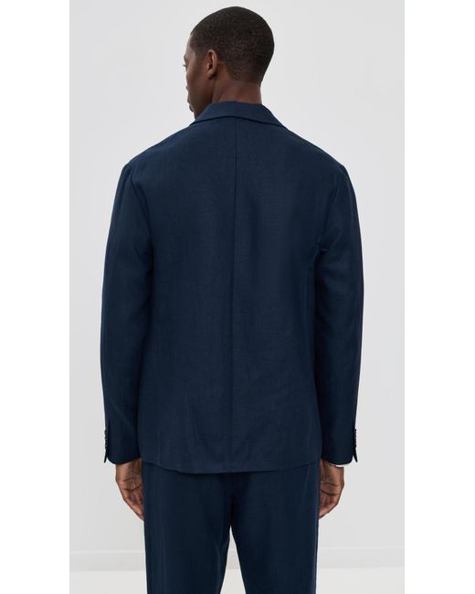 NN07 Blue Timo Linen Blazer for men