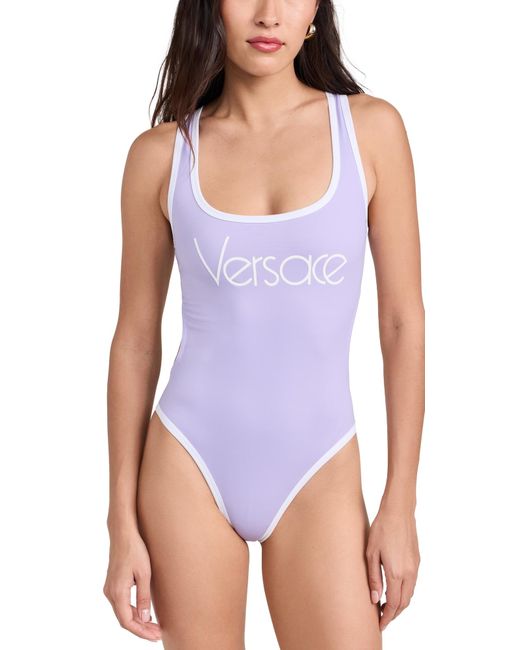 Versace Purple 80's Print Swim One-piece 1lg0-mauve