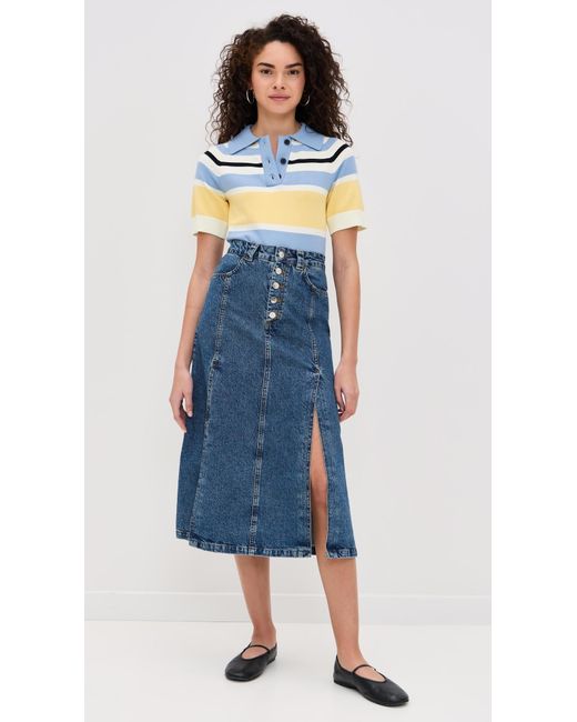 ALIGNE Blue Troy Midi Skirt