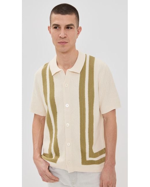NN07 Natural Ares Knit Button Down Polo for men