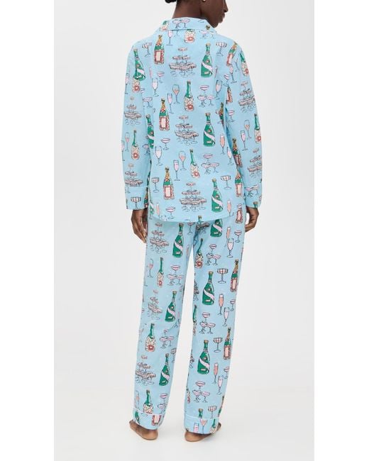 Printfresh Blue Champagne Tower Long Pj Set