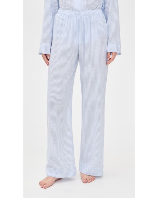 Eberjey White Nautico Long Pajama Set