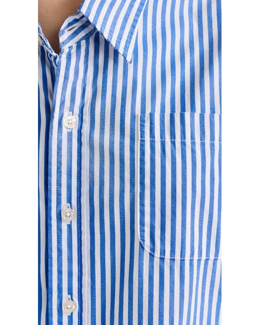 Denimist Blue Cropped Shirt Med Bue Stripe X