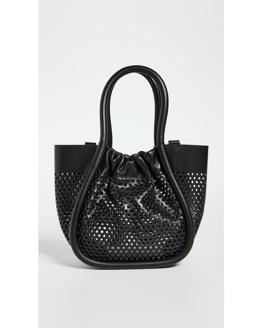Proenza Schouler Black Extra Small Ruched Tote In Perforated Leather