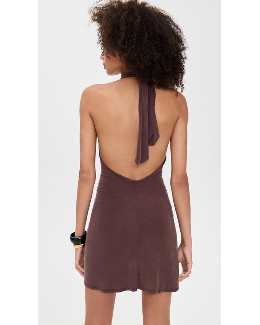 Peachy Den Kylie Halter Knot Dress in Brown | Lyst