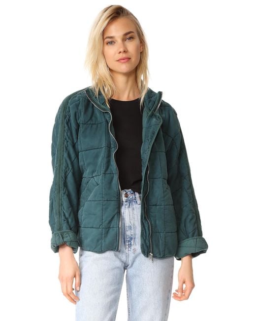 Free People Green Dolman Quilted Jacket