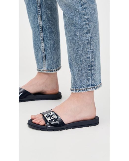 Tory Burch Blue Buckle Slides