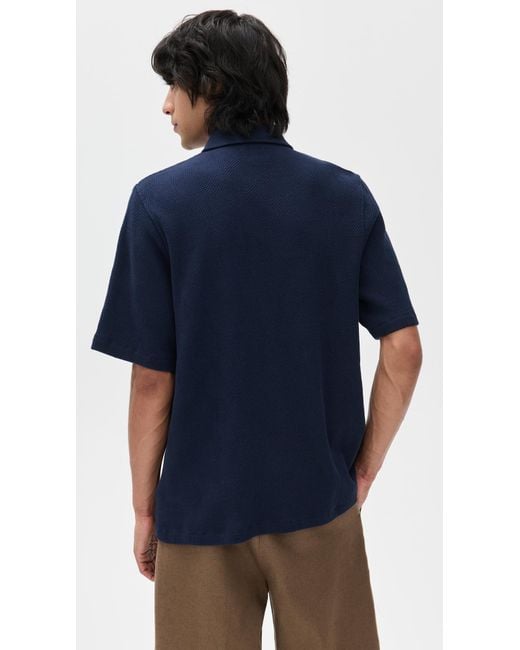Universal Works Blue Button Through Polo for men